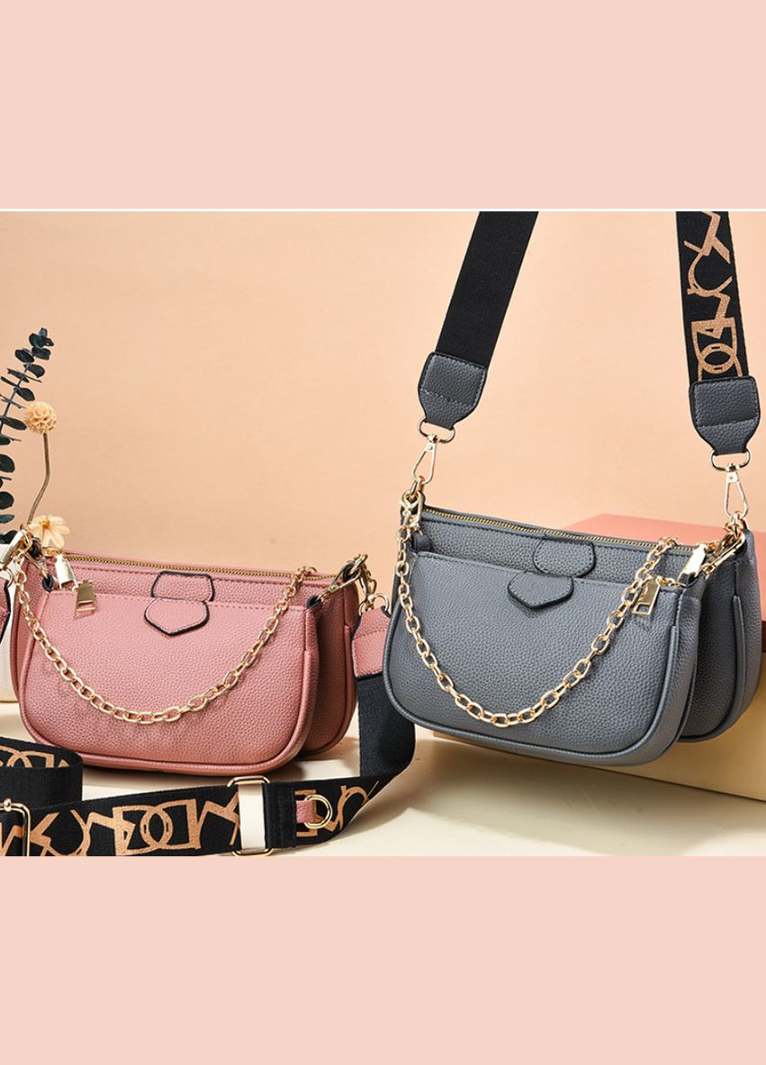 Женская мини сумочка клатч 3в1 с цепочкой экокожа черная (sku_1329) No Brand (330576876)