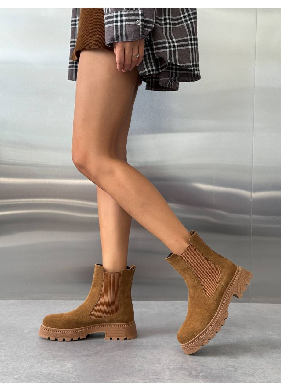 Осенние замшевые демисезонные челси Helen из натуральной замши