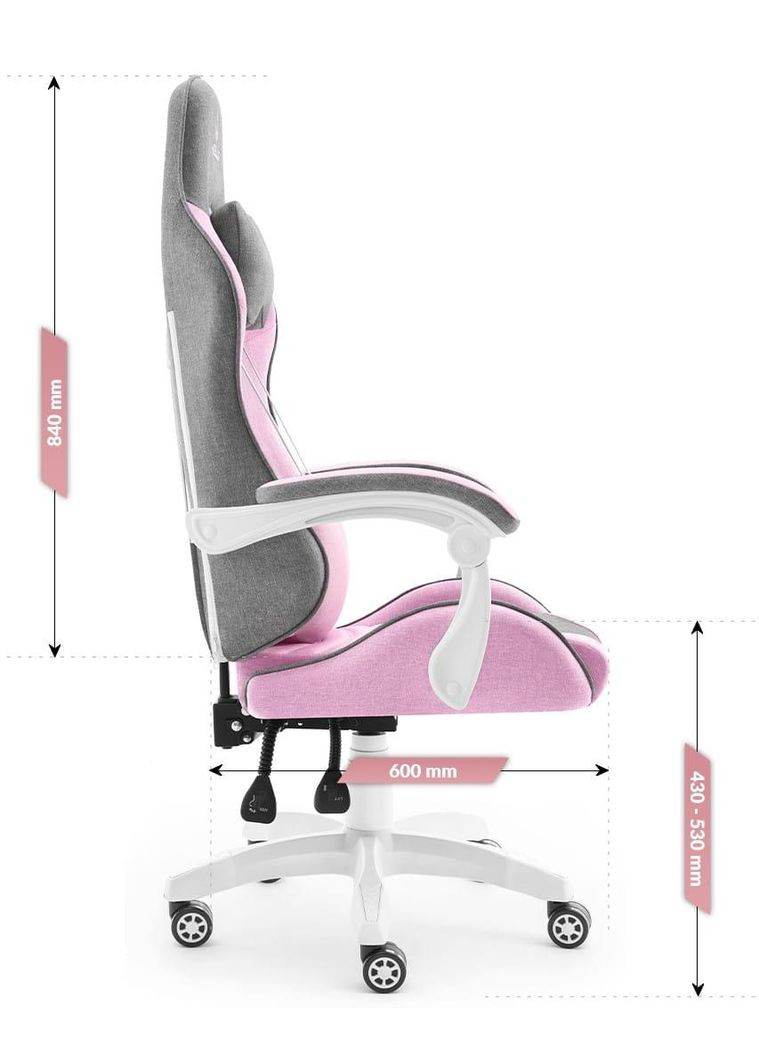 Комп'ютерне крісло Rainbow Pink-Gray тканина No Brand (347311667)