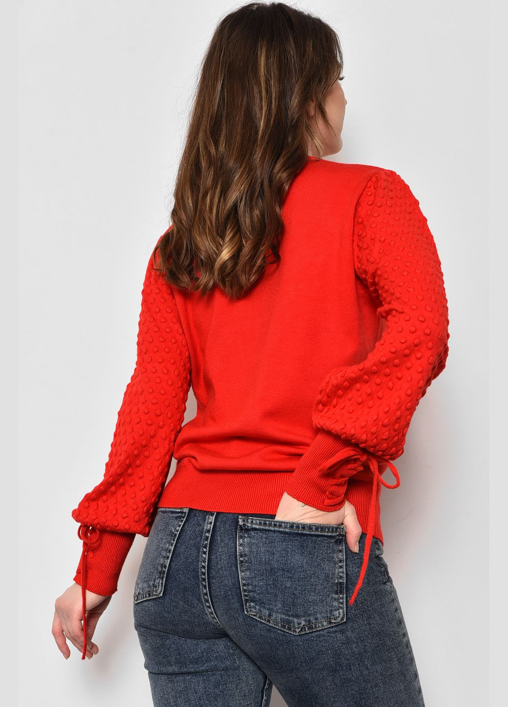 Червоний зимовий светр жіночий червоного кольору пуловер Let's Shop