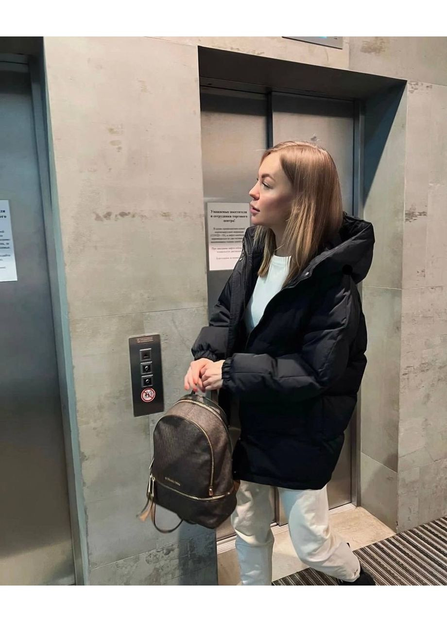 Черная зимняя женский пуховик с капюшоном. куртка-пиджак Україна