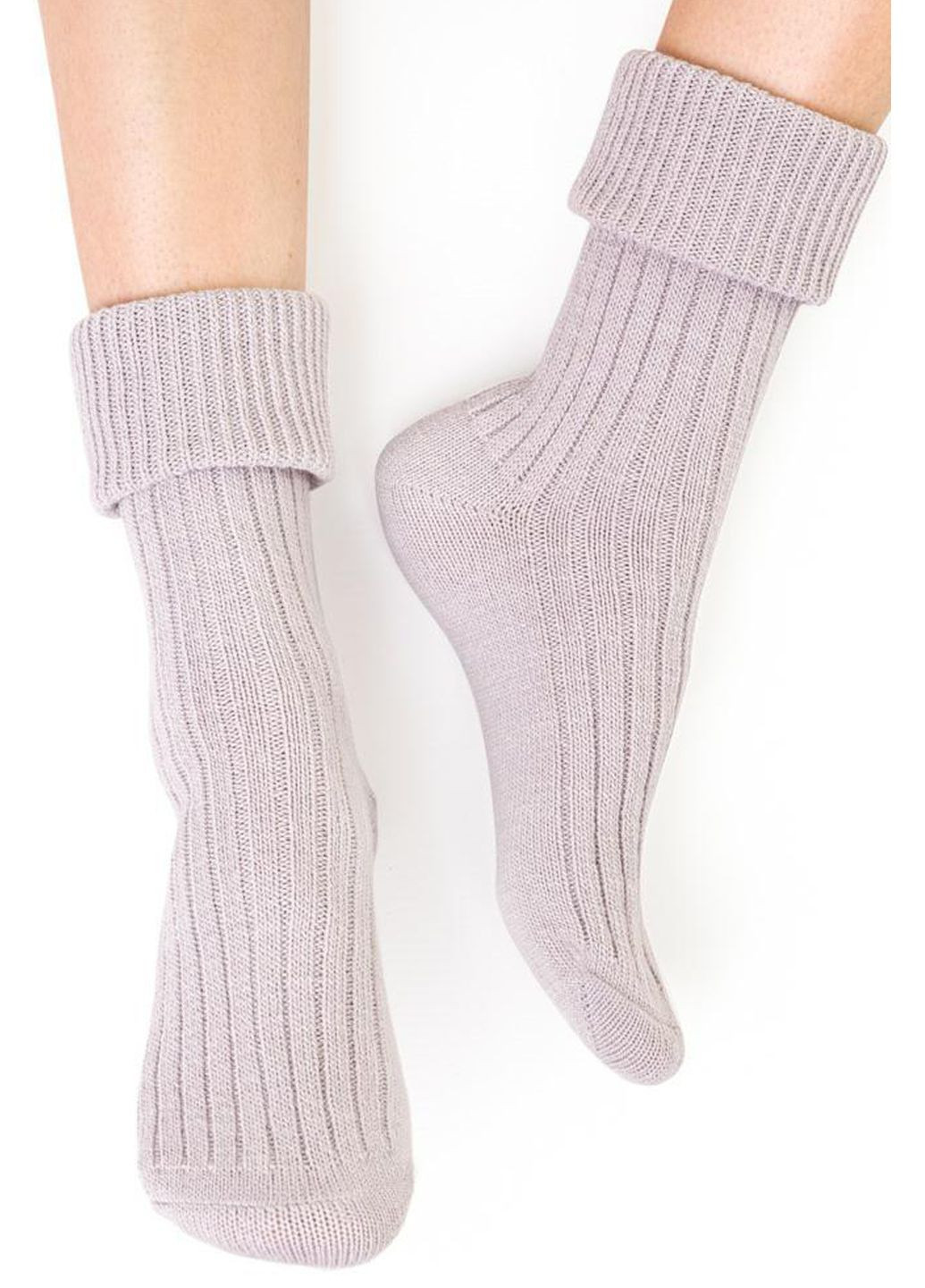 Светло-серые носки теплые с шерстью 067 sleeping socks Steven (349500170)