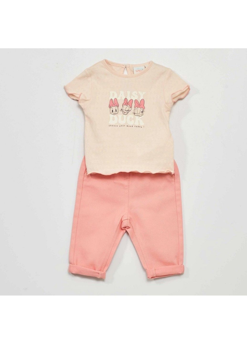 Розовый летний комплект (футболка, брюки) Kiabi
