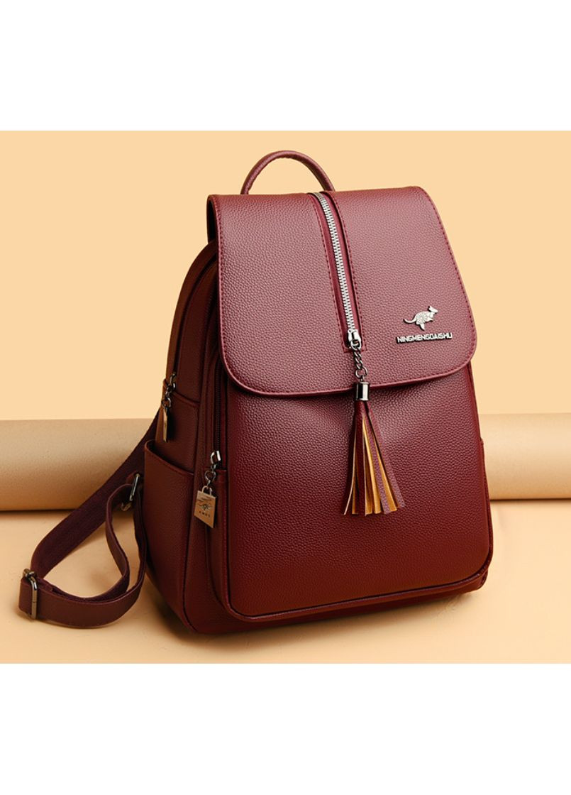 Жіночий міський рюкзак кенгуру з віночком брелоком Червоний екошкіра для прогулянок і шопінг рюкзак ProDobro (363259203)