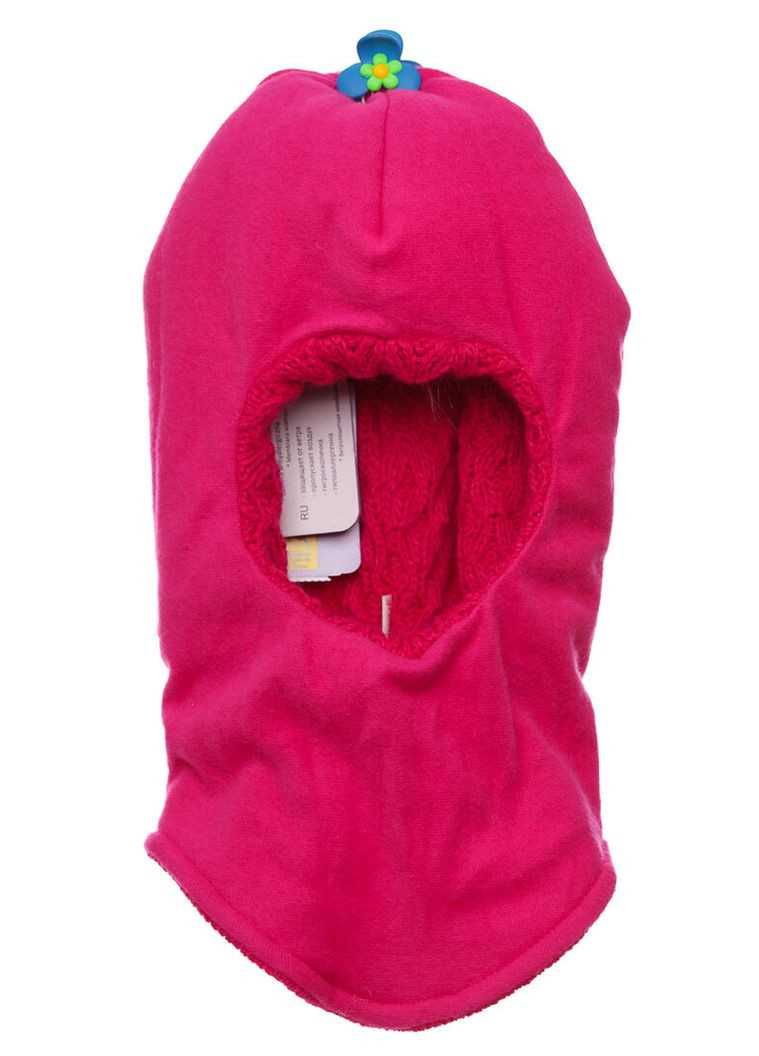 Шапка-шлем вязкая термоутеплитель на флисе со стразами для девочки малиновая 3г+ (50686) BABYKROHA (317042744)