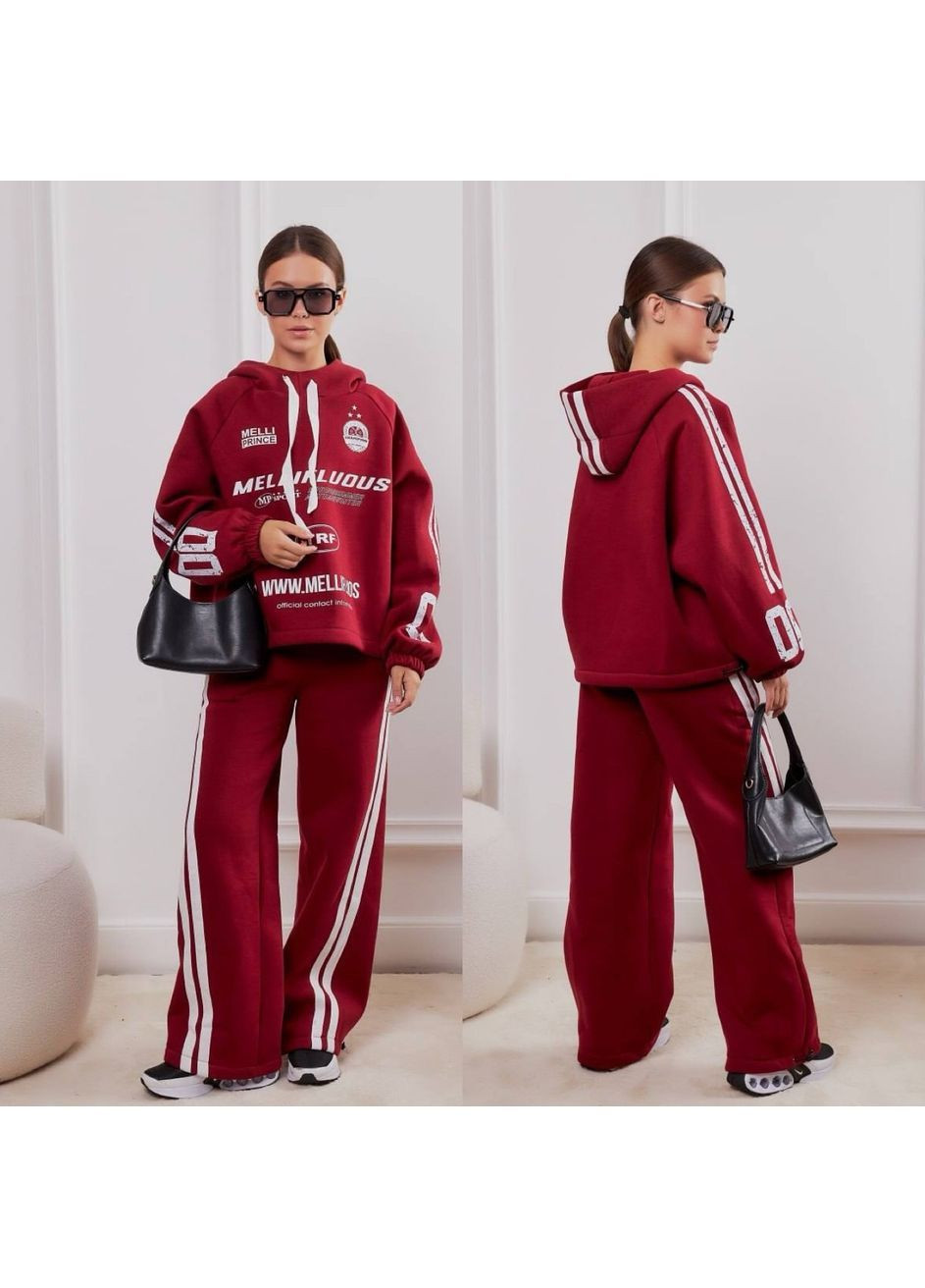 Бордовый зимний костюм с крутым накатом Україна