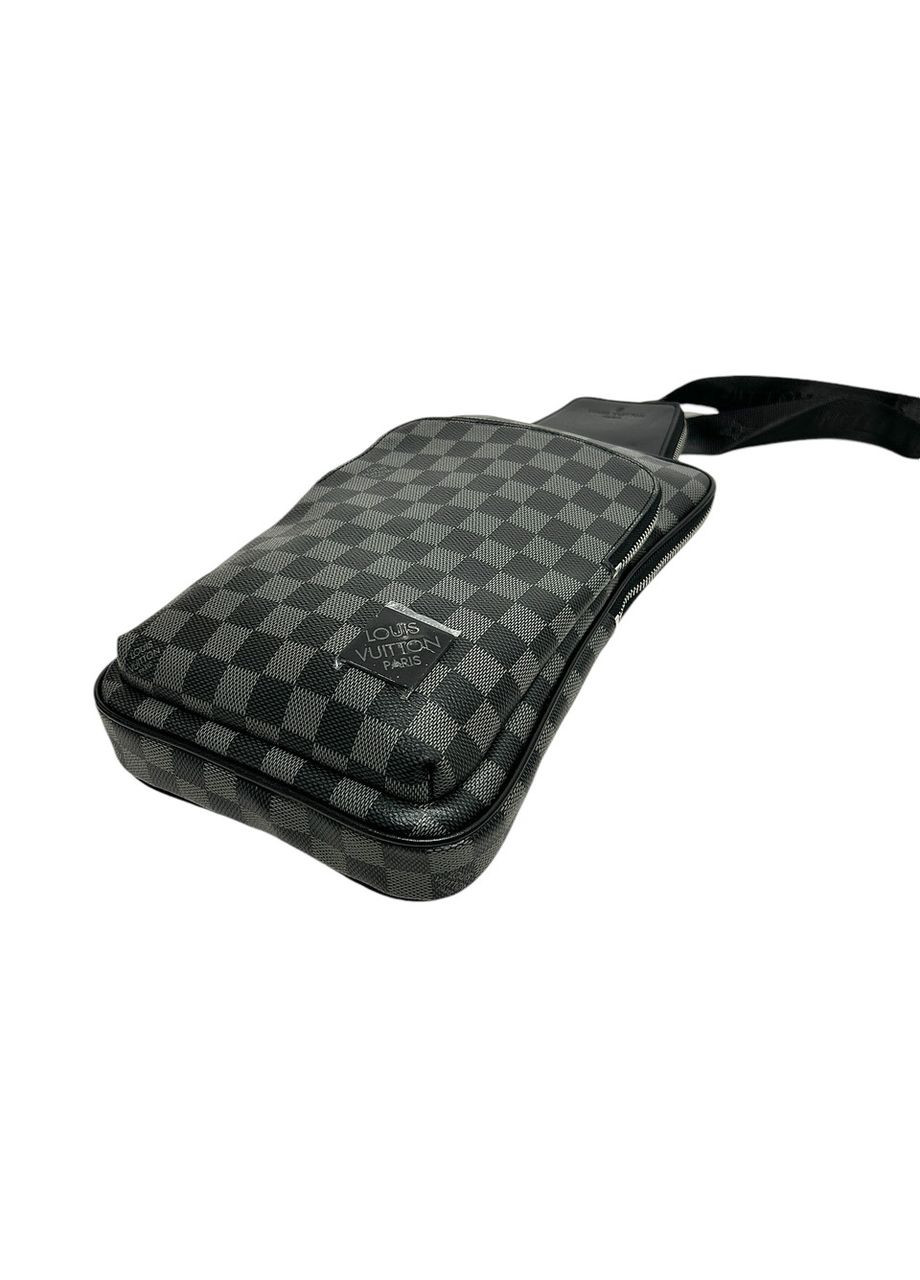 Чоловіча нагрудна сумка LV з єко-шкіри 76131-A чорно-сіра 31 x 19 x 5 No Brand (372744474)
