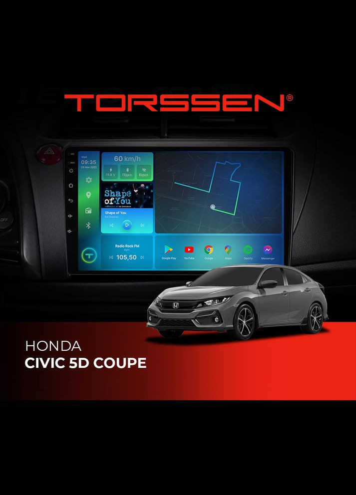 Штатная магнитола Honda Civic 5D Coupe FL9 4+64Gb 4G Carplay DSP Torssen (307088383)