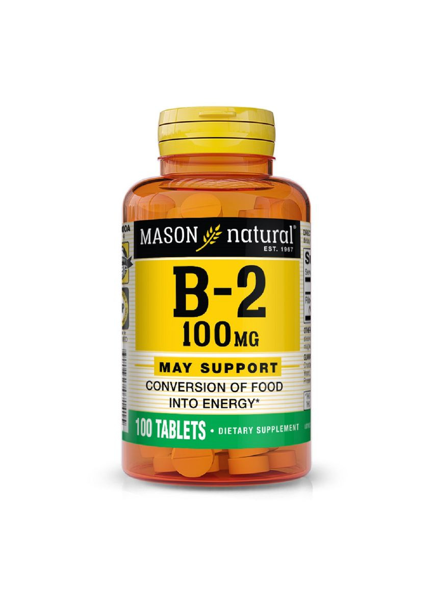 Вітамін B2 100 мг, Vitamin B2,, 100 таблеток Mason Natural (326054806)