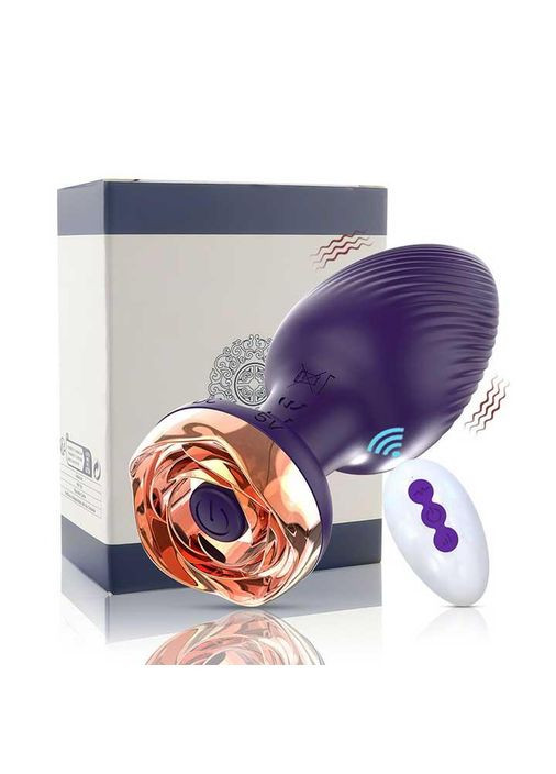 Силіконовий анальний корок із вібрацією Rose з Д/К 3,5*9 см. Анальні іграшки No Brand (370611956)