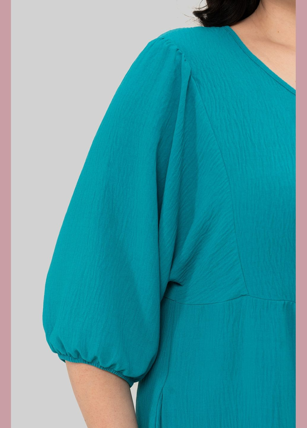 Бирюзовое повседневный платье прямого силуэта из американского крепа горловина-капелька с завязкой на шнурок all posa (ap102345p) A'll Posa