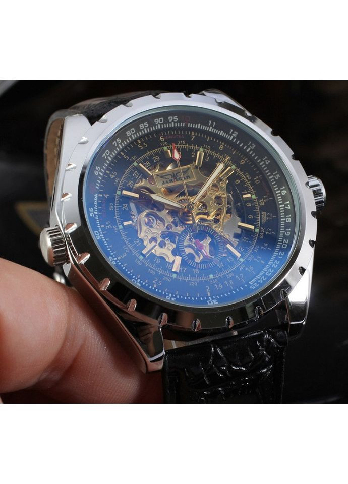 Мужские механические наручные часы пружинный механизмные стрелочные часы для мужчин с экокожаным ремешком Jaragar (363021871)