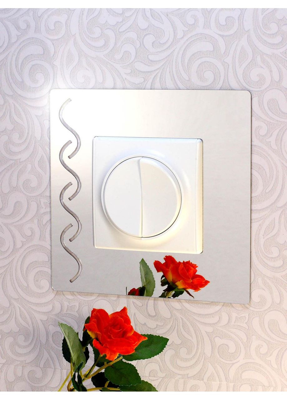 Акрилові 3д наклейки дзеркальні рамка під вимикач декоративні №15 Срібло 1 шт. Ваша Світлість (366334474)