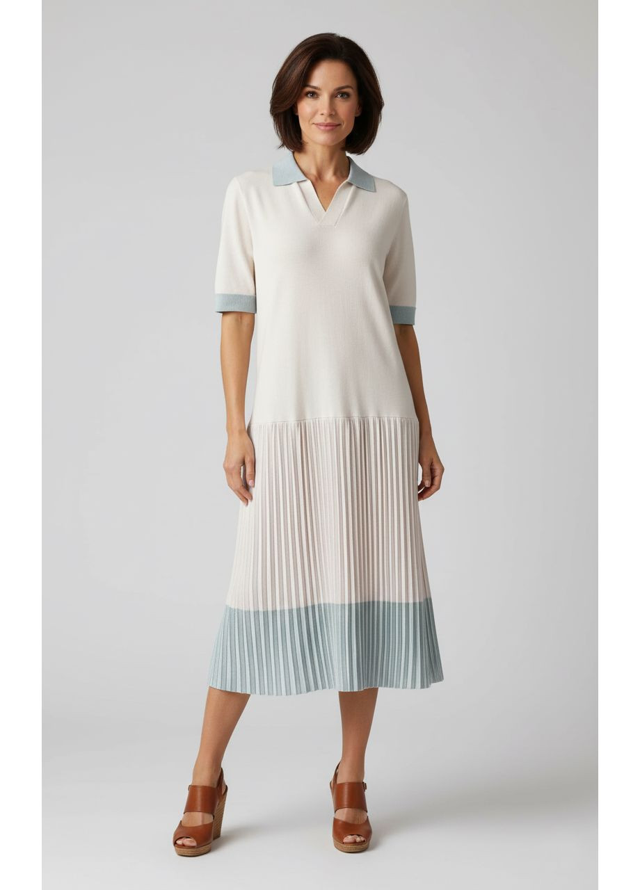 Бежева кежуал літня плісирована сукня міді блакитний Number Nine