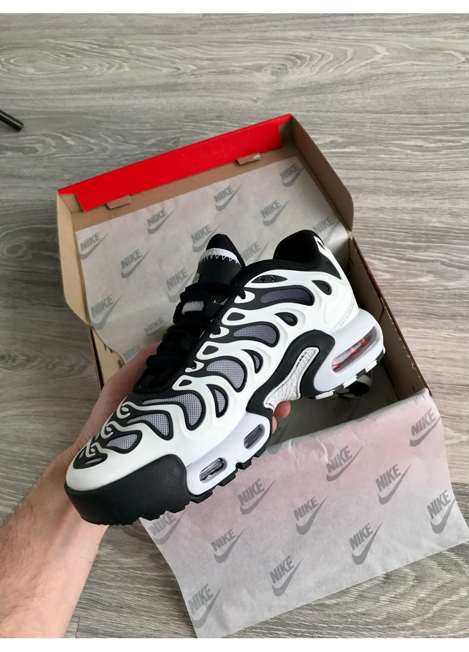 Кроссовки женские и мужские Nike Air Max Tn Plus Drift White Black | Найк Аір Макс ТН плюс белые демисезоны (364667128)
