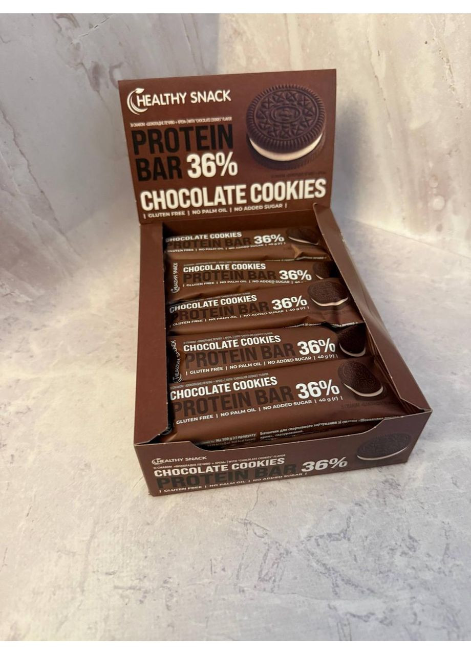 Протеїновий батончик зі смаком «Шоколадне печиво +крем» 36% протеїну, 40 г No Brand (371372990)