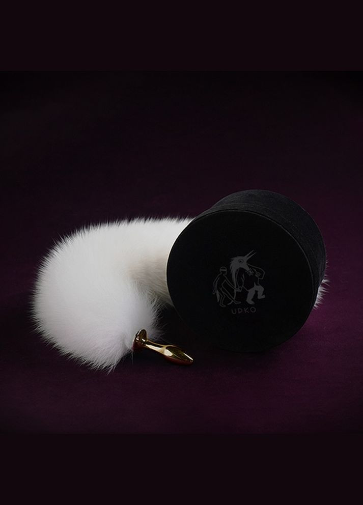Анальная пробка UPKO с длинным белым хвостом из лисьего меха Zalo (303894517)
