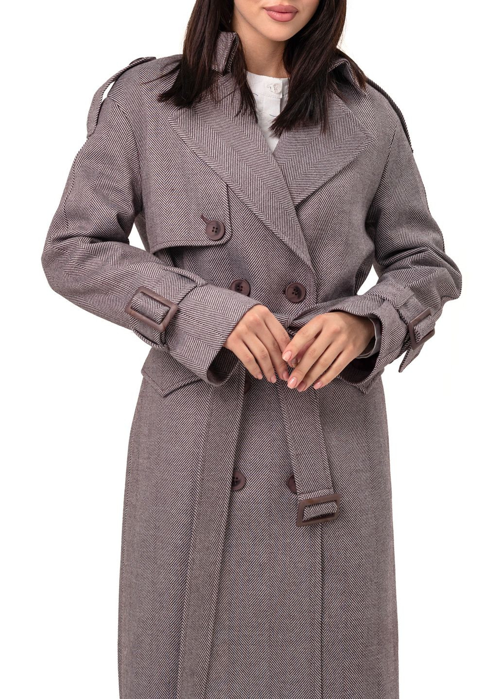 Бордовое демисезонное Пальто Айви марсала (м.елка) Emass