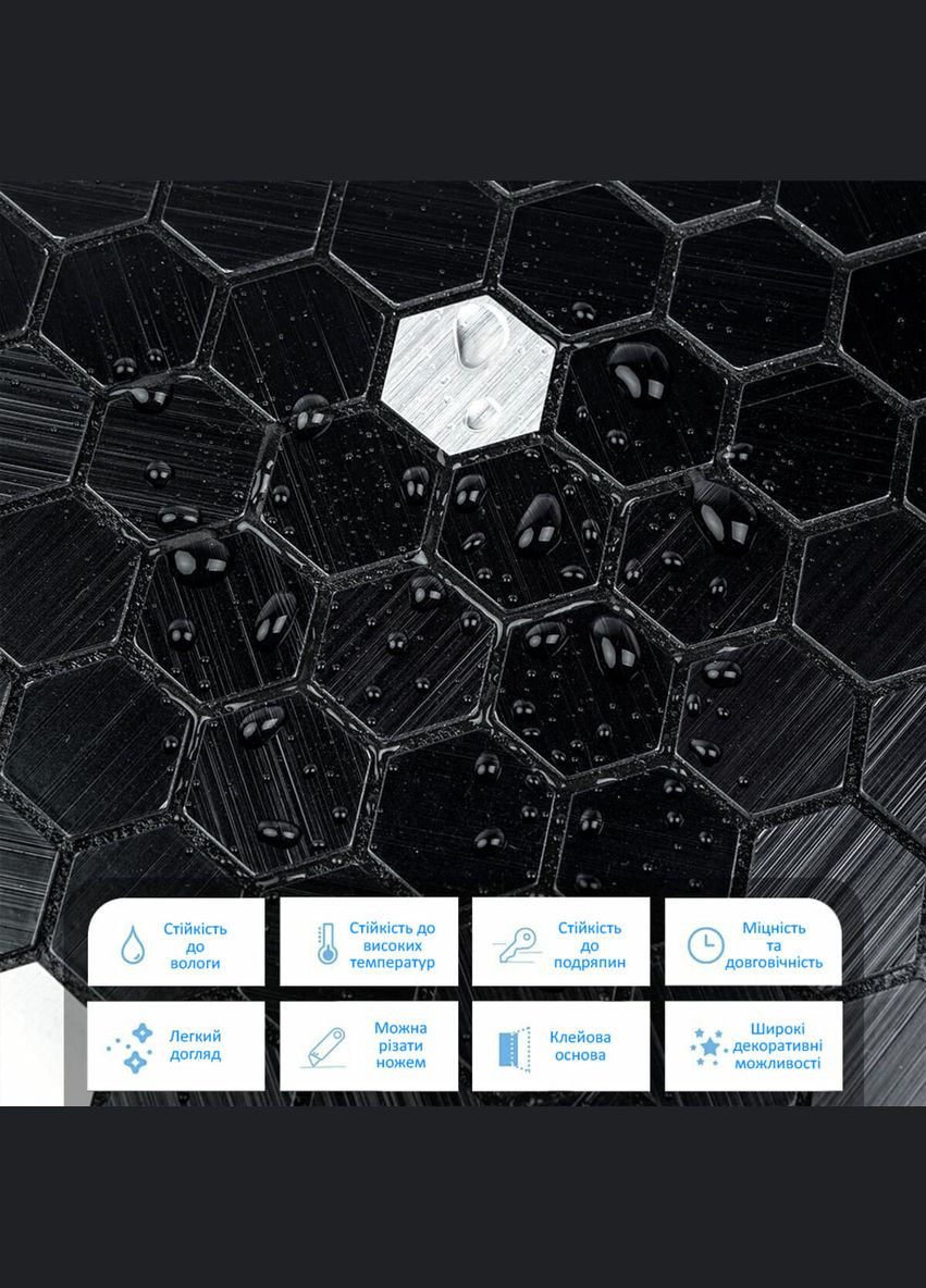 Самоклеящаяся алюминиевая плитка черная мозаика 300х300х3мм SW-00001929 No Brand (316051018)