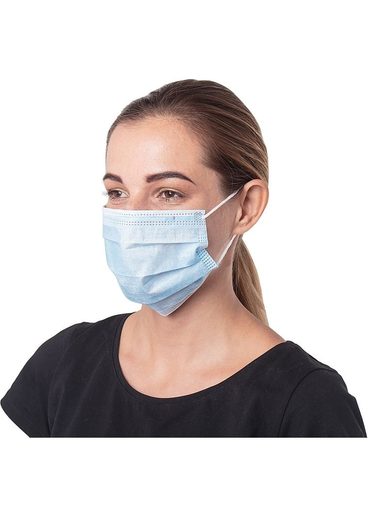 Маска медична, одноразова нестерильна, блакитна 50шт (1439926-29655149) SanGig (368657152)