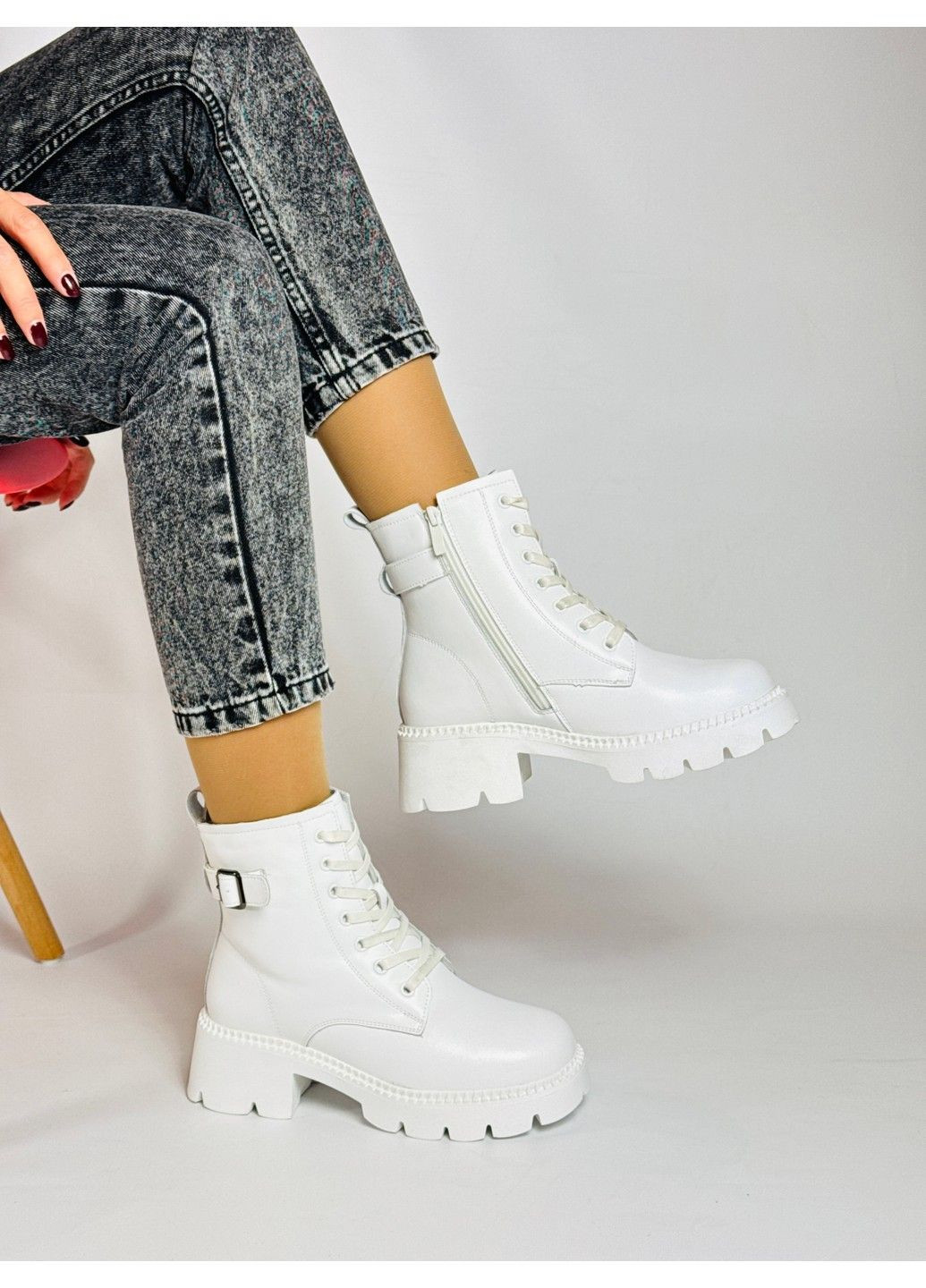 249 Черевики Зимові білі шкіряні KDSL (311226201)