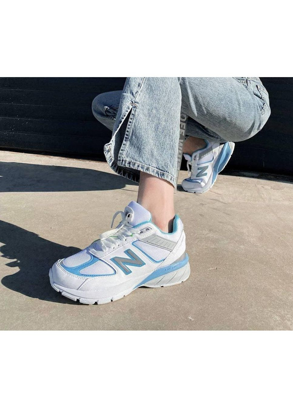 Серые демисезонные кроссовки мужские new balance 990 white blue grey нью беланс 990 No Brand