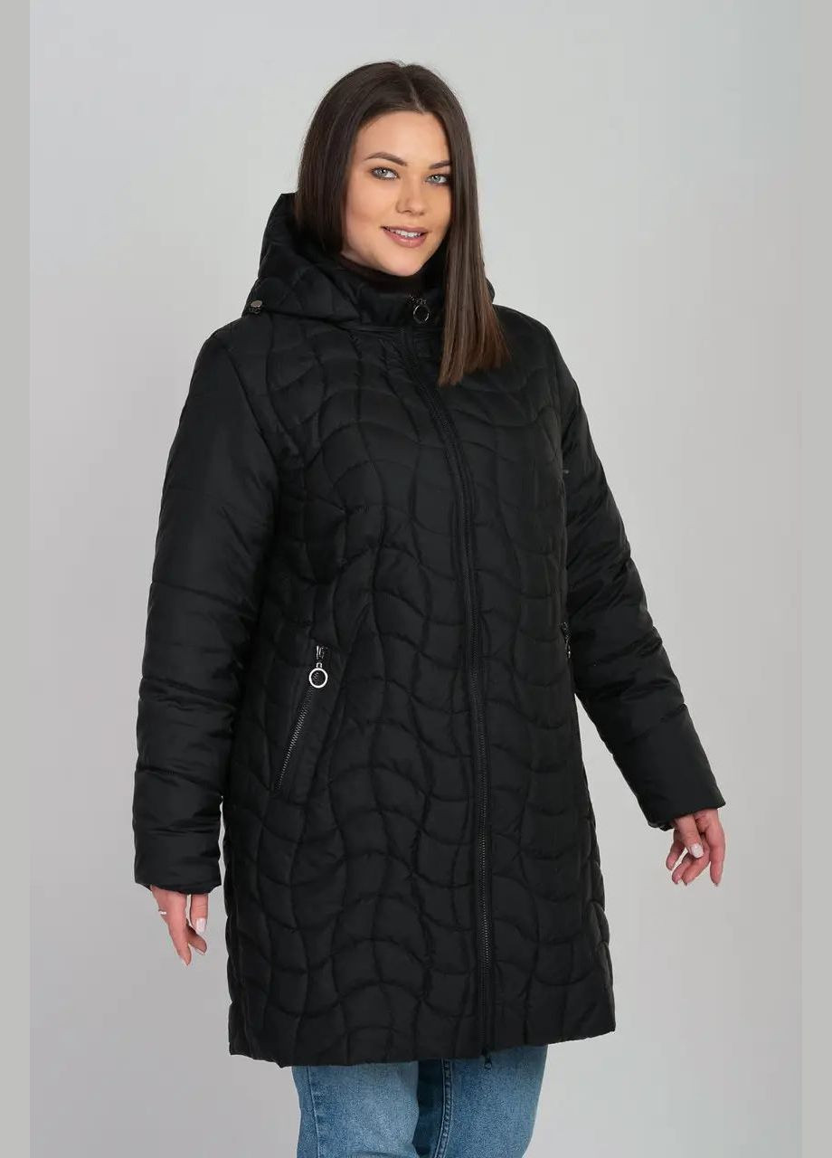 Черная демисезонная женская куртка весенняя большого размера SK