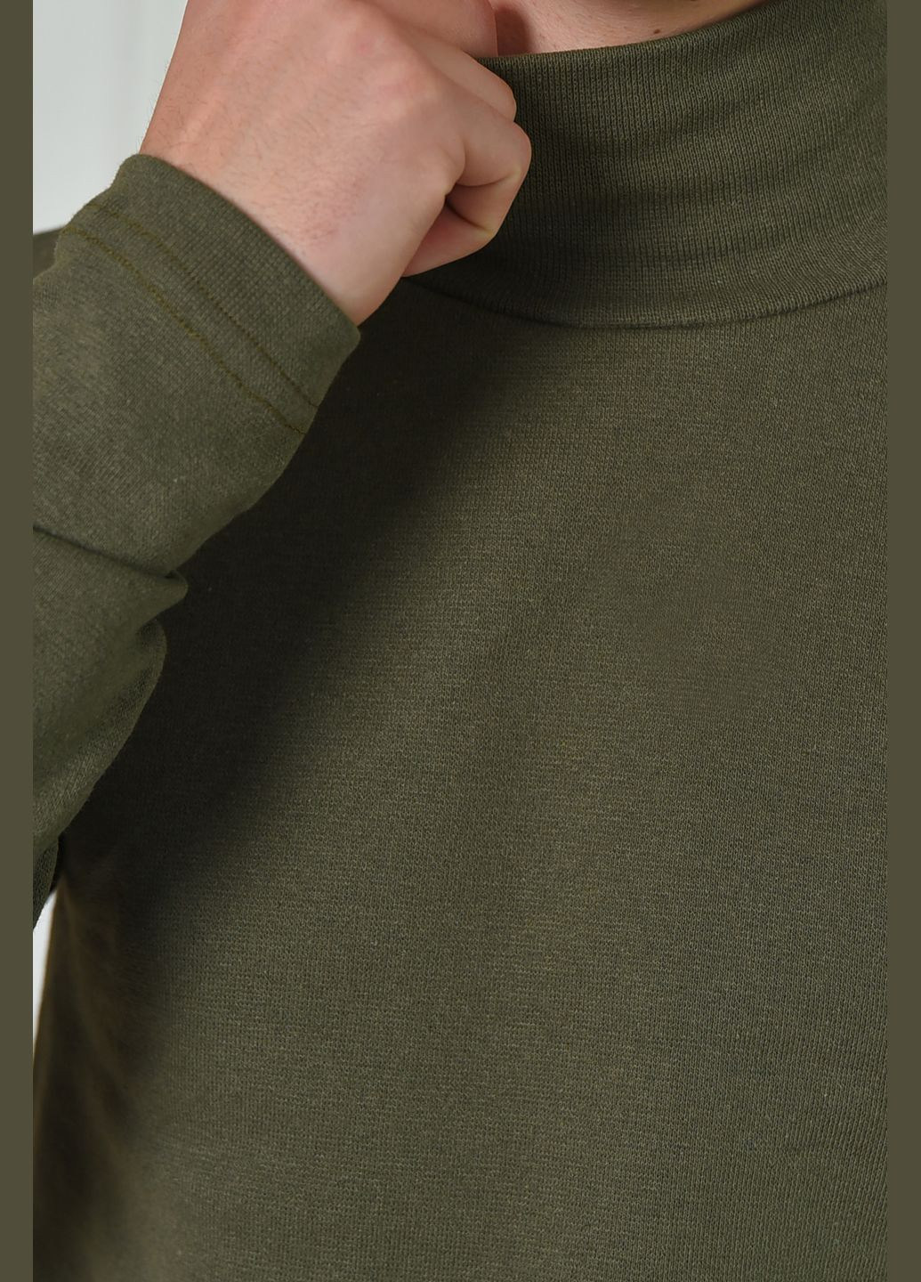 Гольф чоловічий на флісі темно-зеленого кольору Let's Shop (316679530)