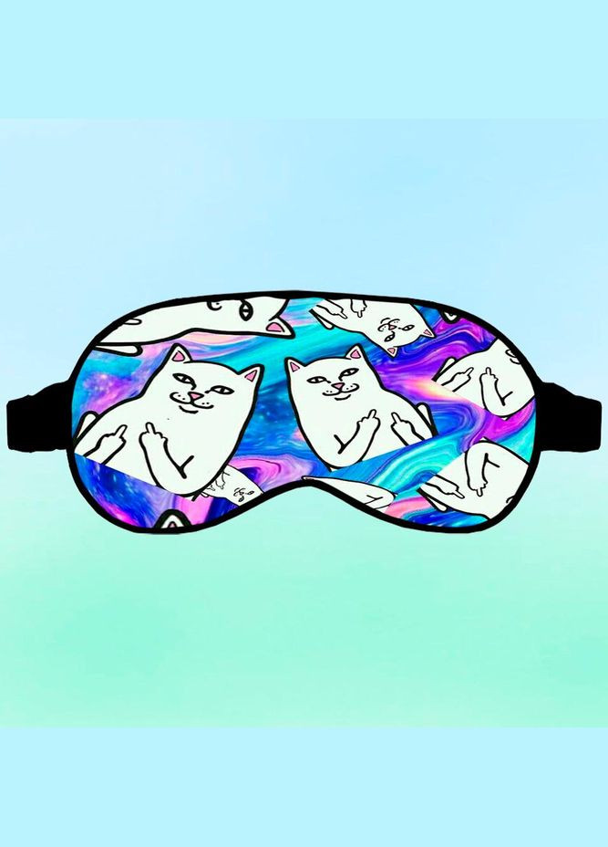Маска для сну Білі коти Чорна з принтом No Brand (315046183)