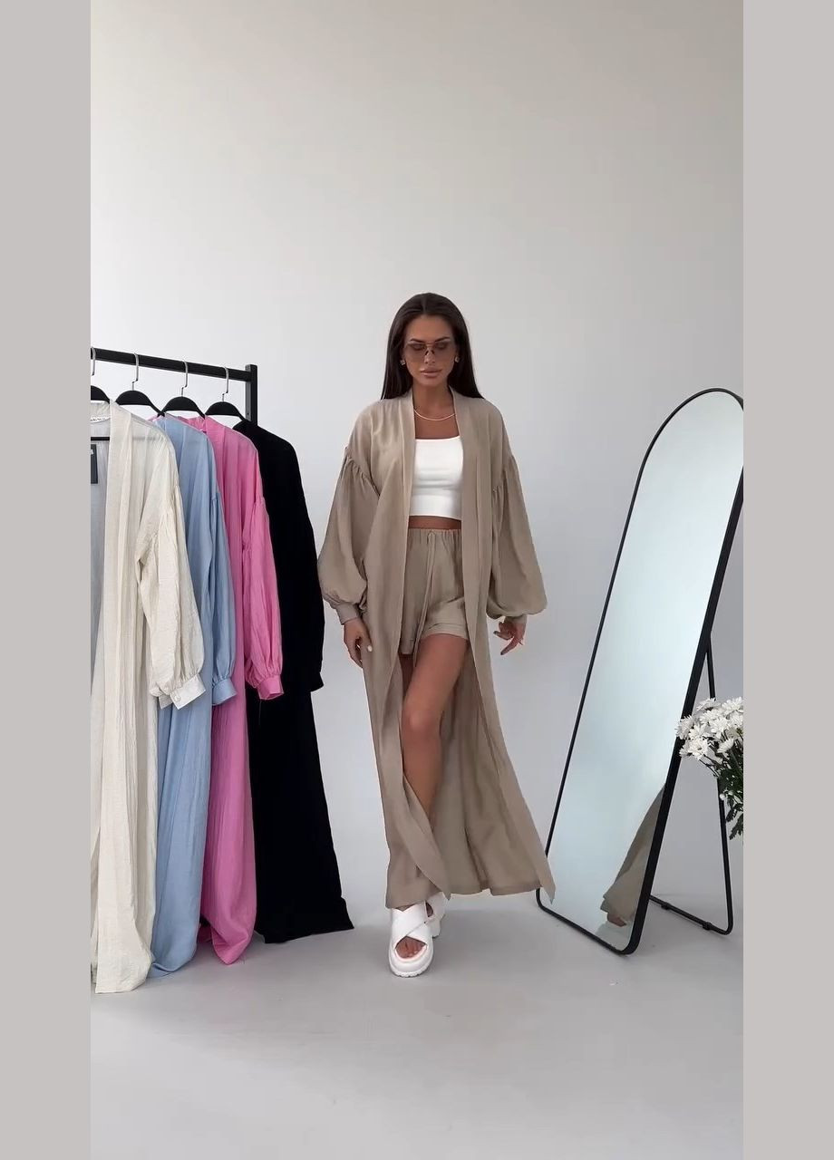 Женский костюм тройка топ, шорты и накидка MonCher (335414237)