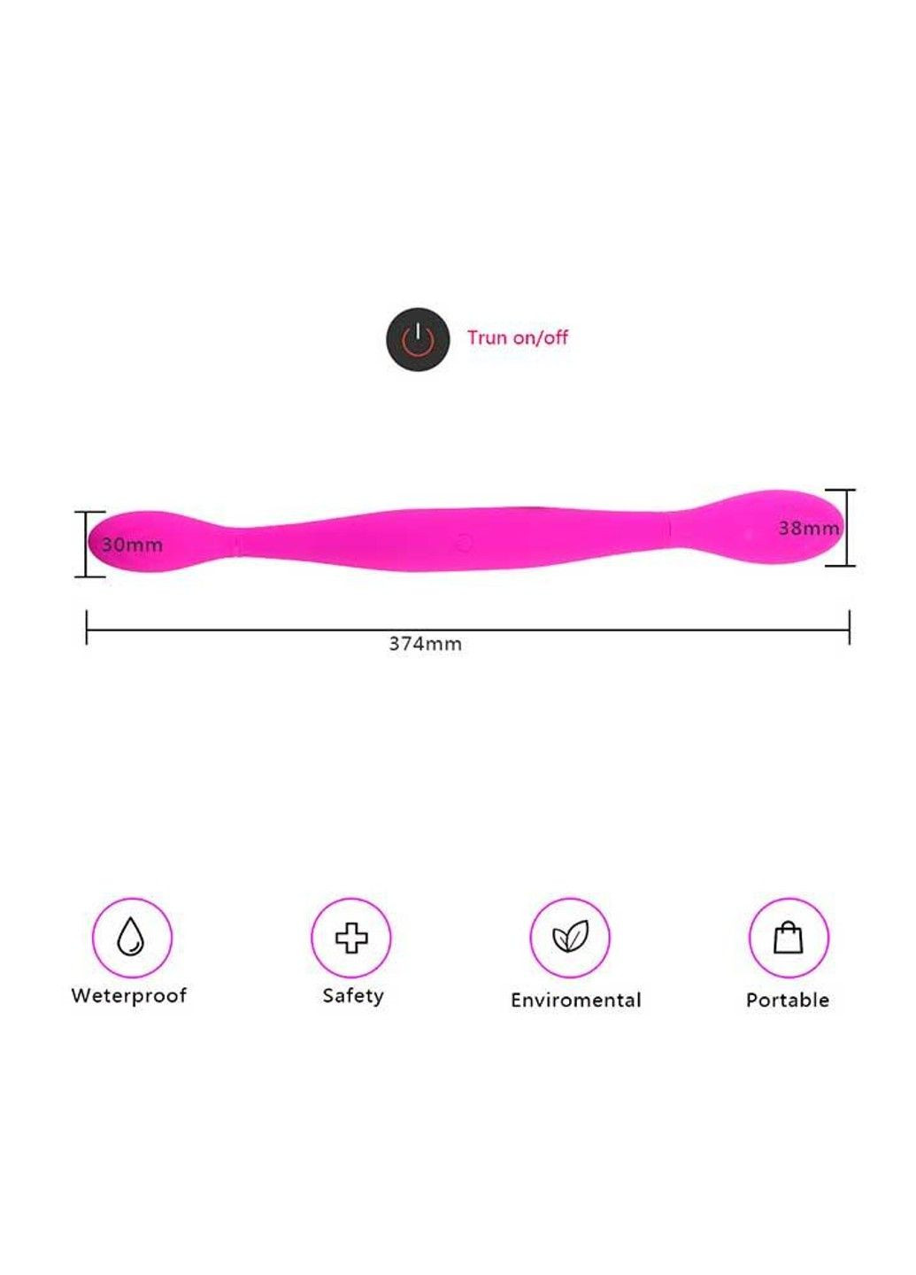 Розовый двусторонний гибкий вибратор Toy Joy Infinity Double Dildo – Вибраторы No Brand (288538952)