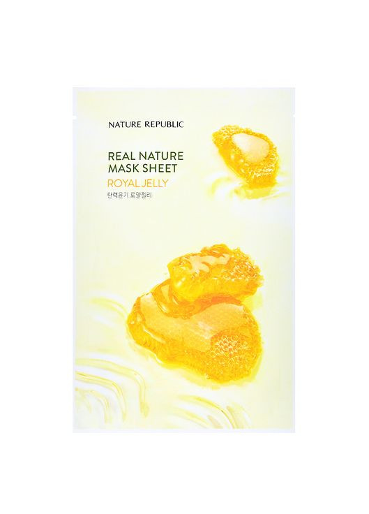 УЦІНКА! Розгладжувальна маска з екстрактом бджолиного молочка Real Nature Mask Sheet Royal Jelly 23 г Nature Republic (327369725)