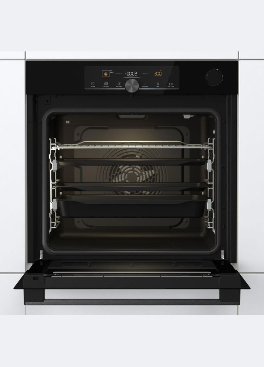 Духова шафа електрична, 77л, A+, пара, дисплей, 300 °C, Wi-Fi, чорний Gorenje (314778011)