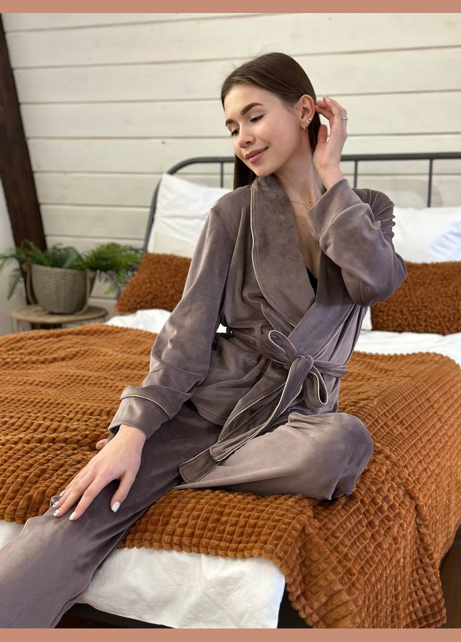Кремова жіноча піжама велюрова Simply sexy