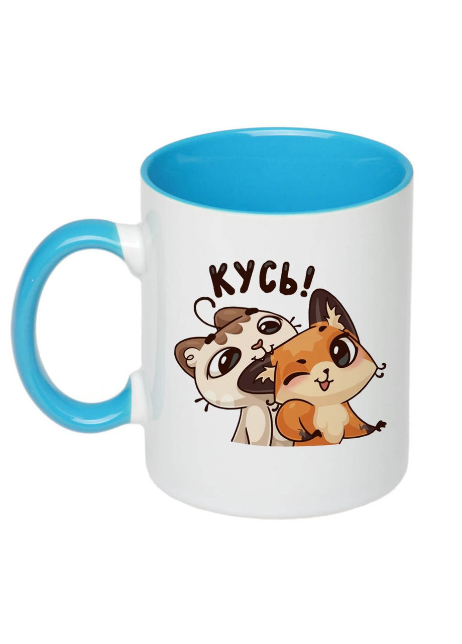 Чашка з принтом “Кусь” 330мл (колір блакитний) (18569) No Brand (312487315)