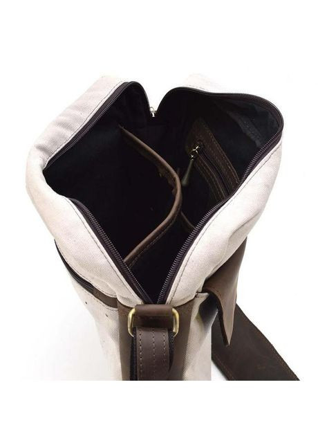 Сумка планшет через плече для документів та для телефону чоловіча з натуральної шкіри та текстилю середня Бежевий 37029 TARWA (361348759)