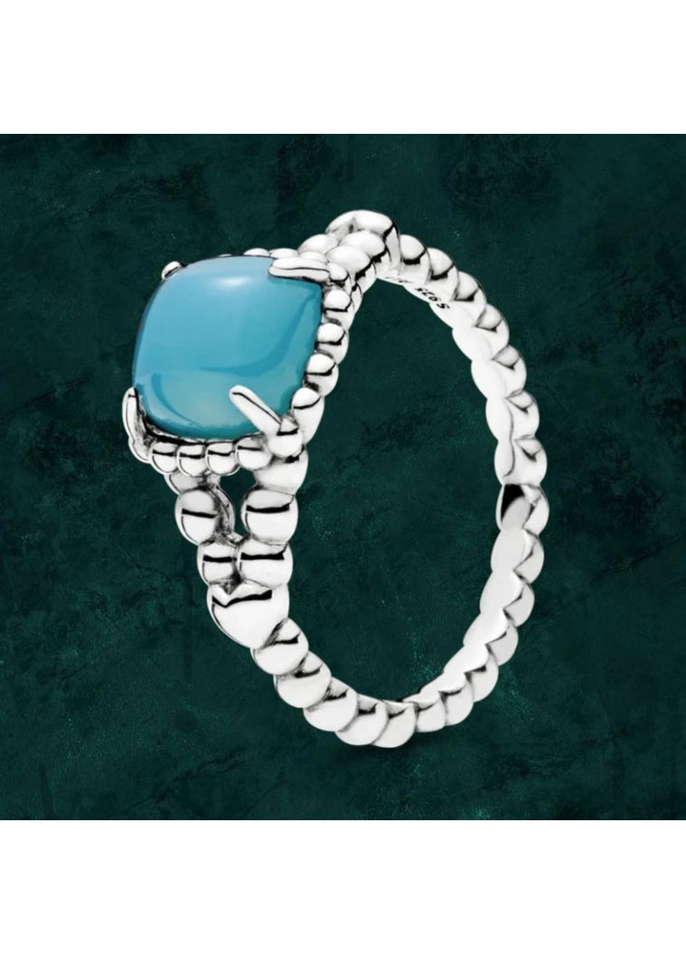 Серебряное кольцо с голубым кабошоном Pandora (Пандора) 197188NSC 17 No Brand (362457626)