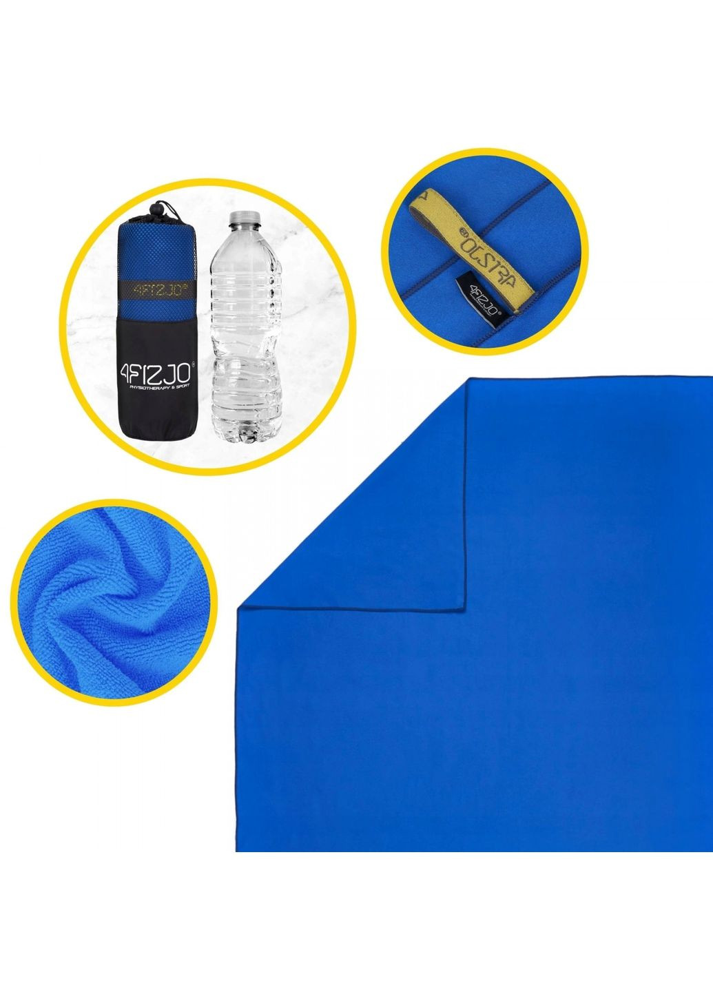 Полотенце спортивное XL 180 x 100 см из микрофибры 4FJ0434 Blue 4FIZJO синий