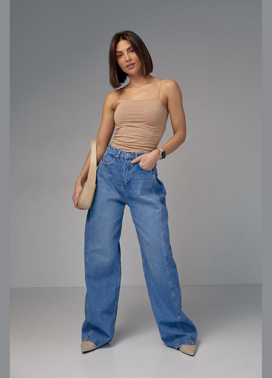 Женские широкие джинсы baggy - синий Lurex - (282958369)