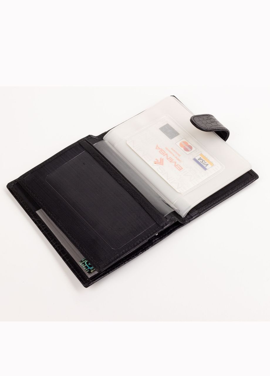 Обкладинка для автодокументів з відділенням на паспорт шкіряна 1598 121/4-1 чорна Eminsa (261481704)