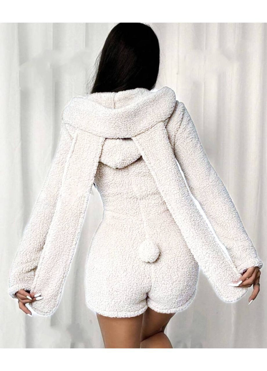 Белая зимняя женская пижама с ушками комбинезон No Brand