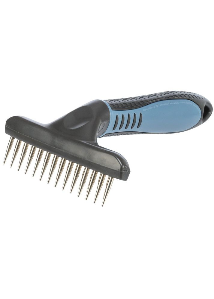Гребінець-граблі для собак дворядна з різними зубчиками металева з пластиковою ручкою 10х15 см Trixie (355254843)