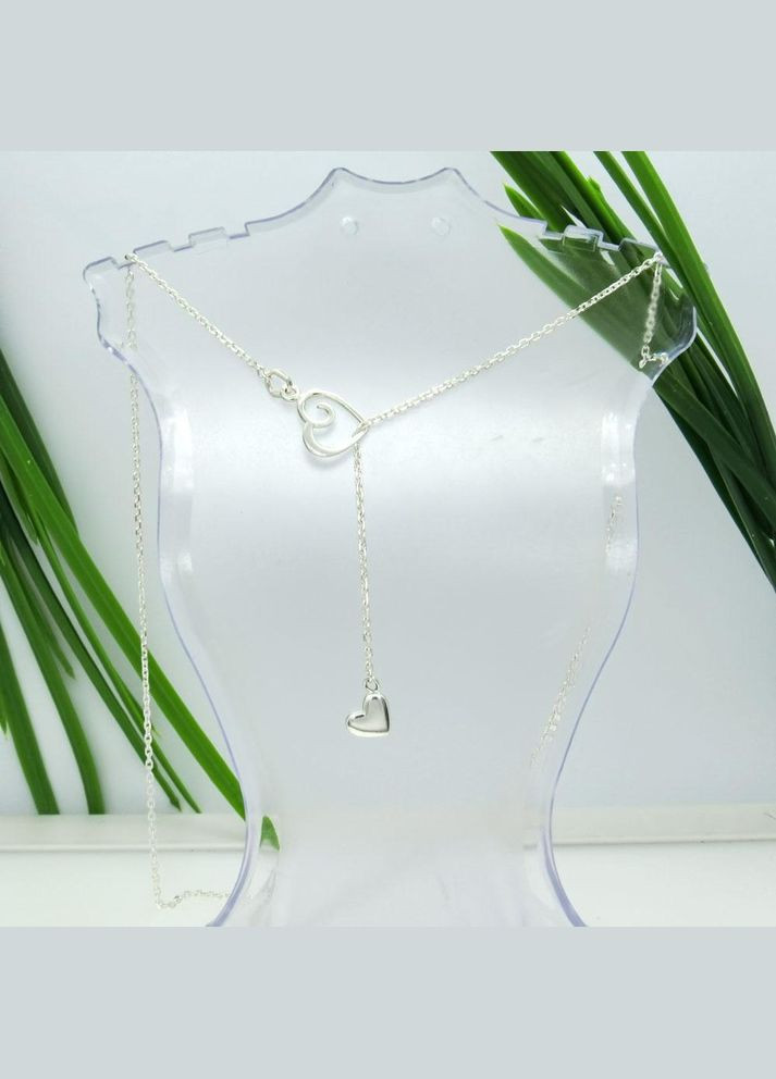 Срібне кольє краватка "Серцем до серця" No Brand (350667595)