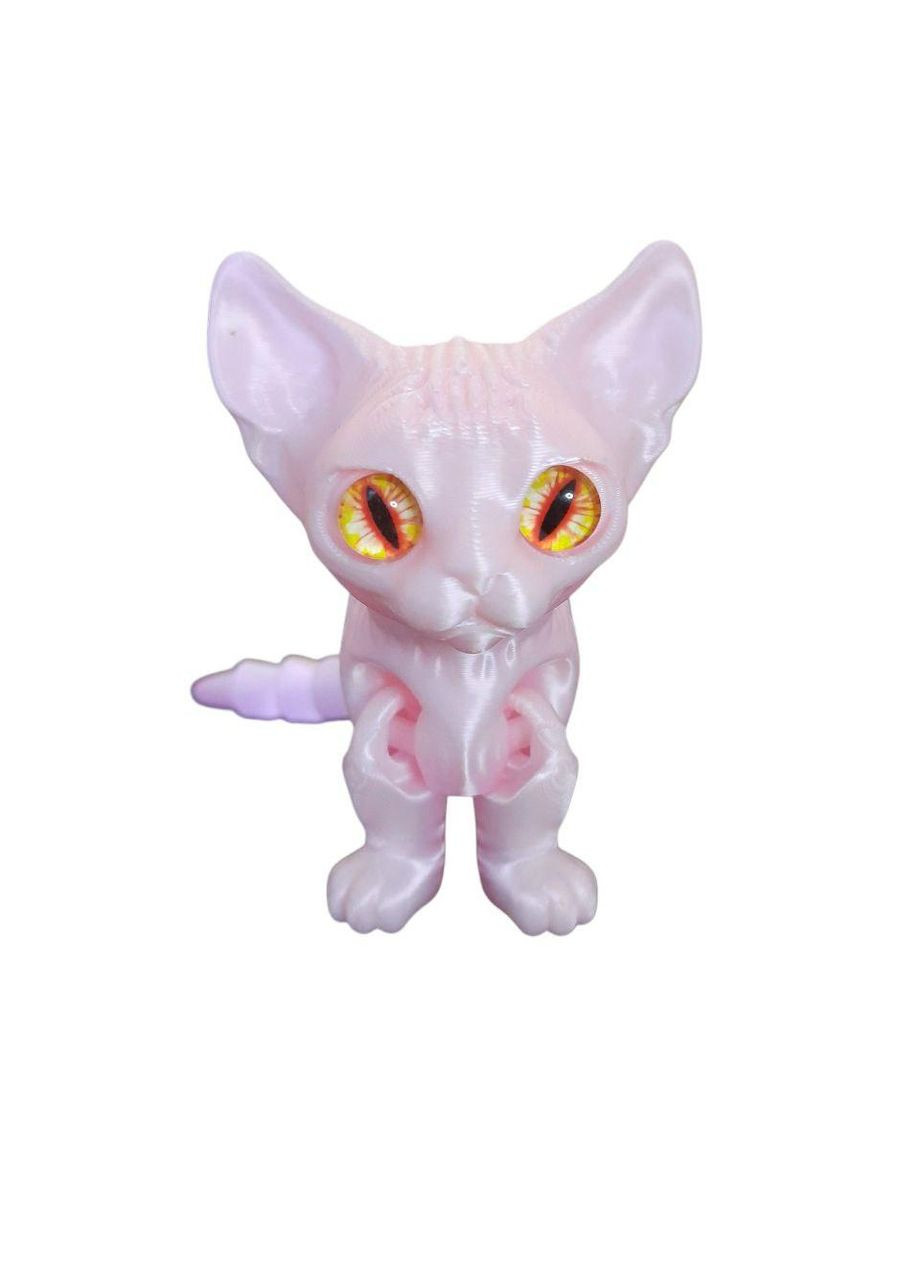 Игрушка Детская 3D Кот сфинкс розовый подвижный 16 см Look & Buy (341325311)