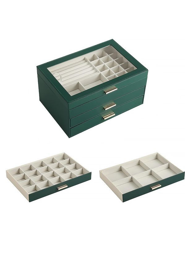 Шкатулка SP-01223 Green 26,5*18*13,5 см для украшений и ювелирных изделий трехуровневая 5шт Casegrace (352012225)