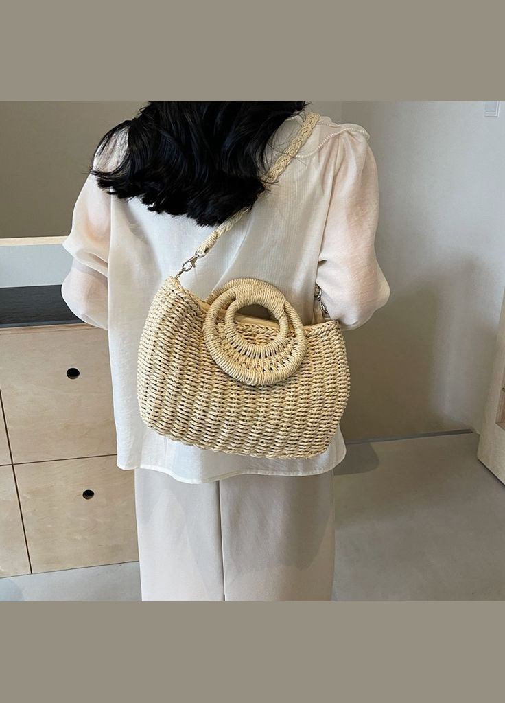 Жіноча літня плетена сумка кросбоді з дуже гарними оригінальними круглими ручками ZANZIBAR No Brand (293510689)