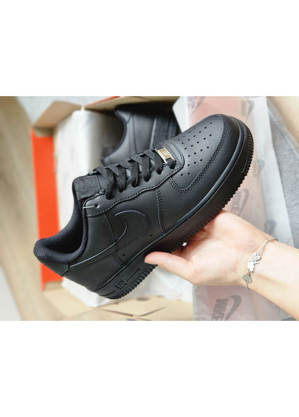 Кросівки жіночі і чоловічі Nike Air Force 1 classic | Найк Аір Форс 1 чорні No Brand чорні демісезони (362561836)