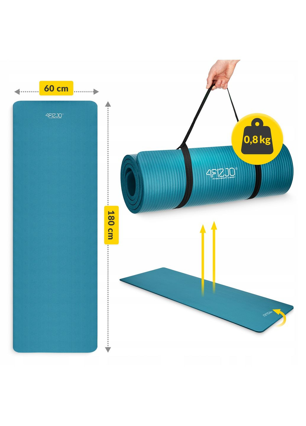 Килимок (мат) спортивний NBR 180 x 60 x 1 см для йоги та фітнесу Sea Green (P-5905973406697) 4FIZJO (349650181)