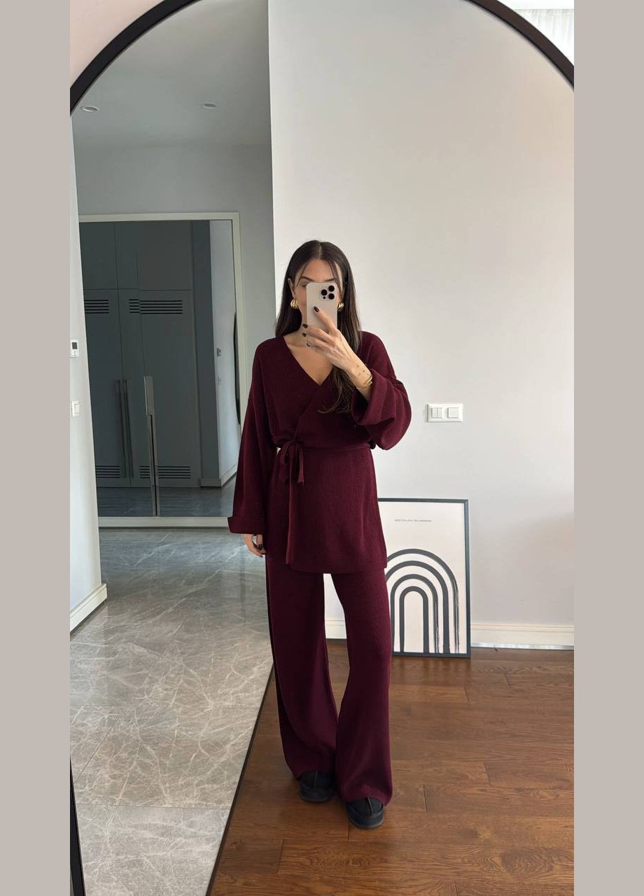 Костюм из ангоры с прямыми брюками и кофтой на запах No Brand (315049550)