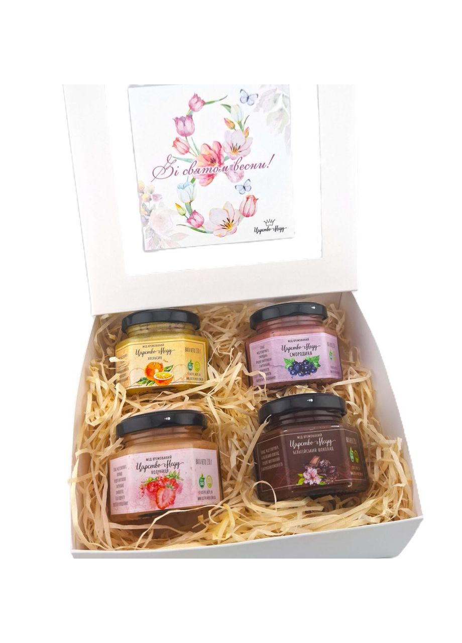 Коробка 18-18 см 4 по 130 г с крем медом 8 марта Царство Меду (360543403)